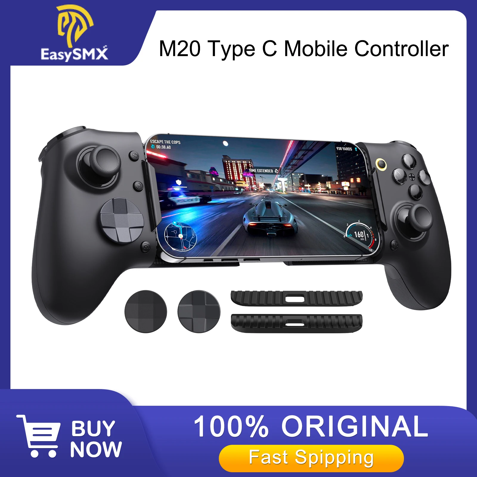 EasySMX M20 Type-C Telescopic Mobile Game Controller Support Android iOS Xbox Cloud Gaming Fit Phones Tablets Max 8.5 Inch