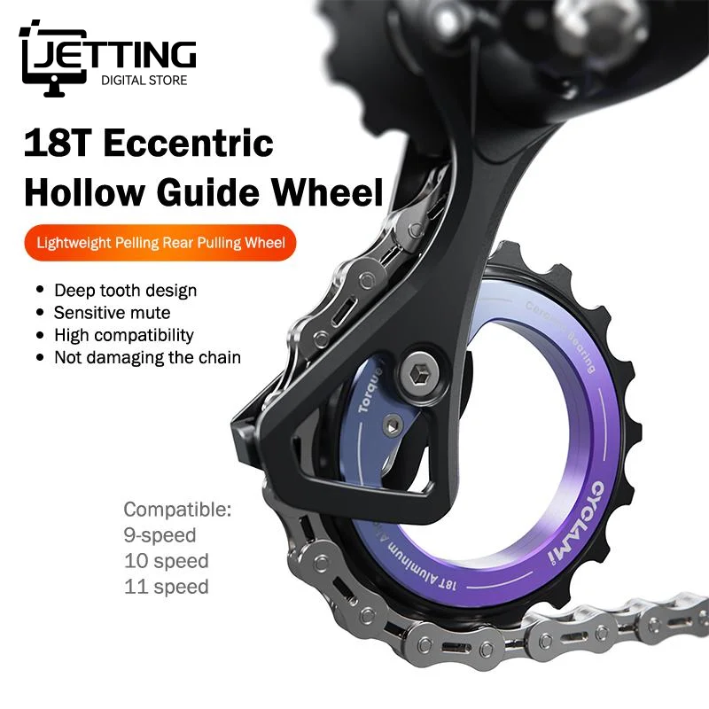 

18T Hollow Pulley Wheel Rear Derailleur 9/10/11/12 Speeds Ceramic Bearing Dual-color Oxidation for R8000/7000 Bicycle Parts