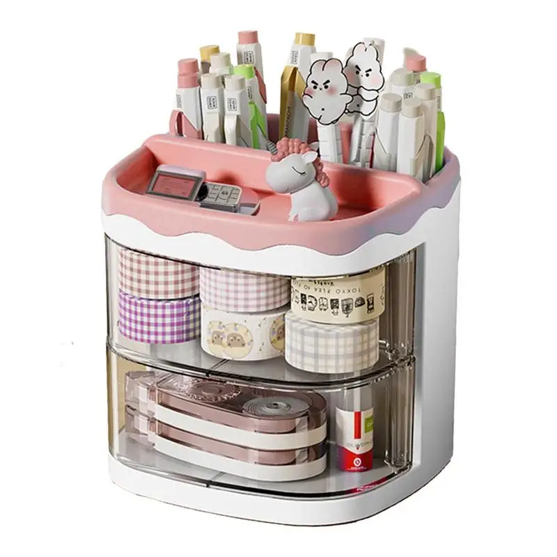 

Desk Organizer With Drawers Transparent Drawers Organizer For Desktop Large Capacity Pencil Holder With Multi Grids For Eraser