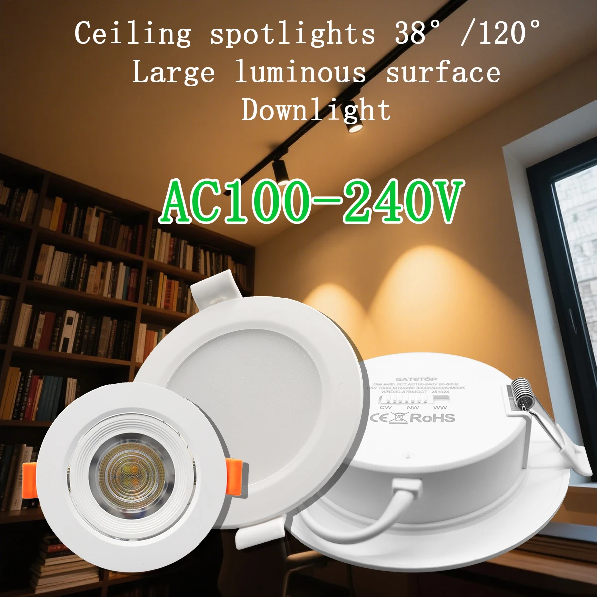 

2-10pcs Recessed 3 Color Adjusted AC100-240V LED Ceiling Spot Downlight Dial Swich CCT 3000K/4000K/6500K for home derection