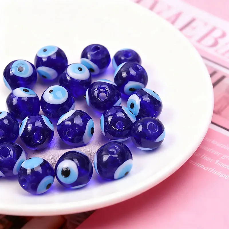 10/20/30 قطعة 10x10 مللي متر الخرز المستديرة فضفاض عين الشر تباعد الخرز الزجاجي المستخدمة لصنع المجوهرات الحرف سوار ذاتي الصنع إكسسوارات السائبة #6