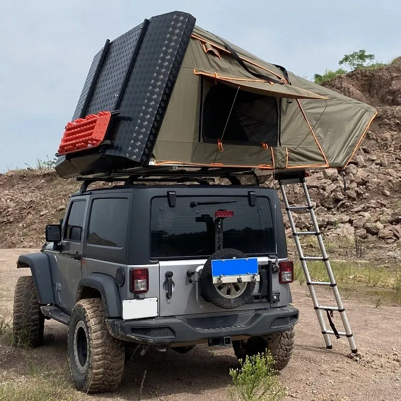 Best Outdoor 4-Person Waterproof Canvas Roof Top Tent for SUV Camping Folding Feature Vehicle Side Awning Car Trailer Size 6m