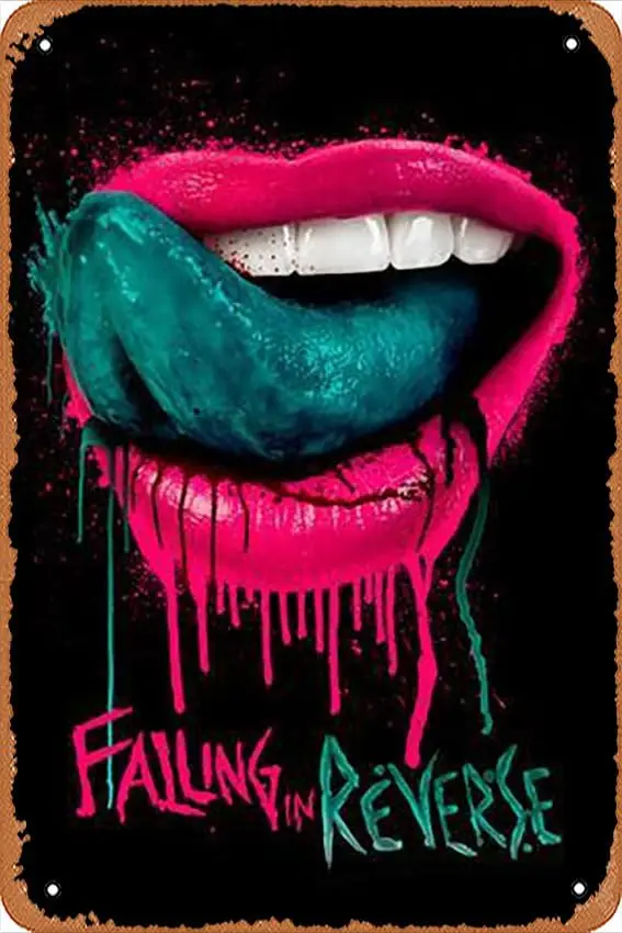 Metal Tin Sign  - Falling in Reverse - Lips - Poster Metal Plaque Cafe, Bar, Home Wall Decor, xujunkun60065-aluminum