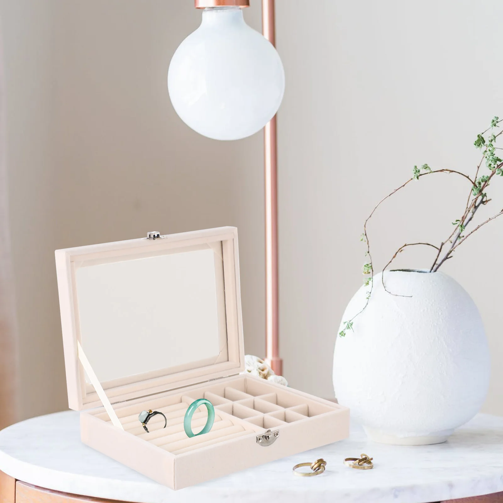 

1 pc Waterproof Jewelry Box Flannel Organizer Rings Necklaces Storage Case High Capacity Earrings Display Dustproof Space Saving