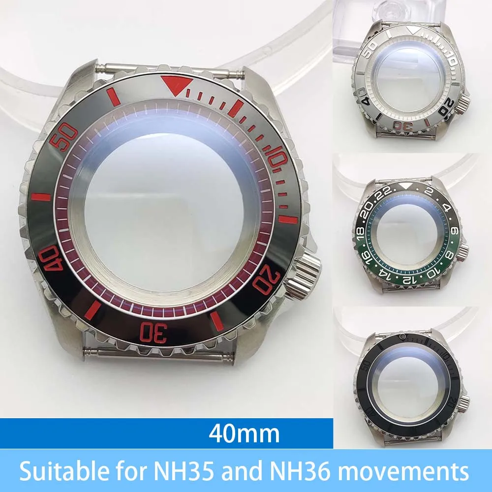 

42mm silver 316L stainless steel case, suitable for NH35 NH36 movement, AR sapphire glass, transparent back cover, with bezel