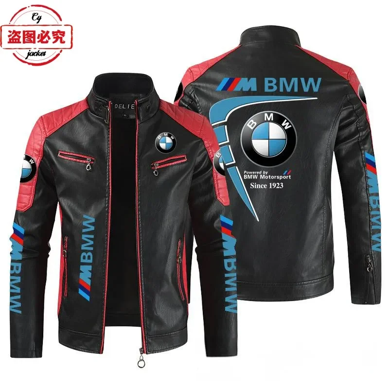 AliExpress BMW Motorcycle Logo Printed Leather Jacket PU Leather Jacket Four Seasons BMW Motorsport Team Men's Cycling Wear Team Jacket