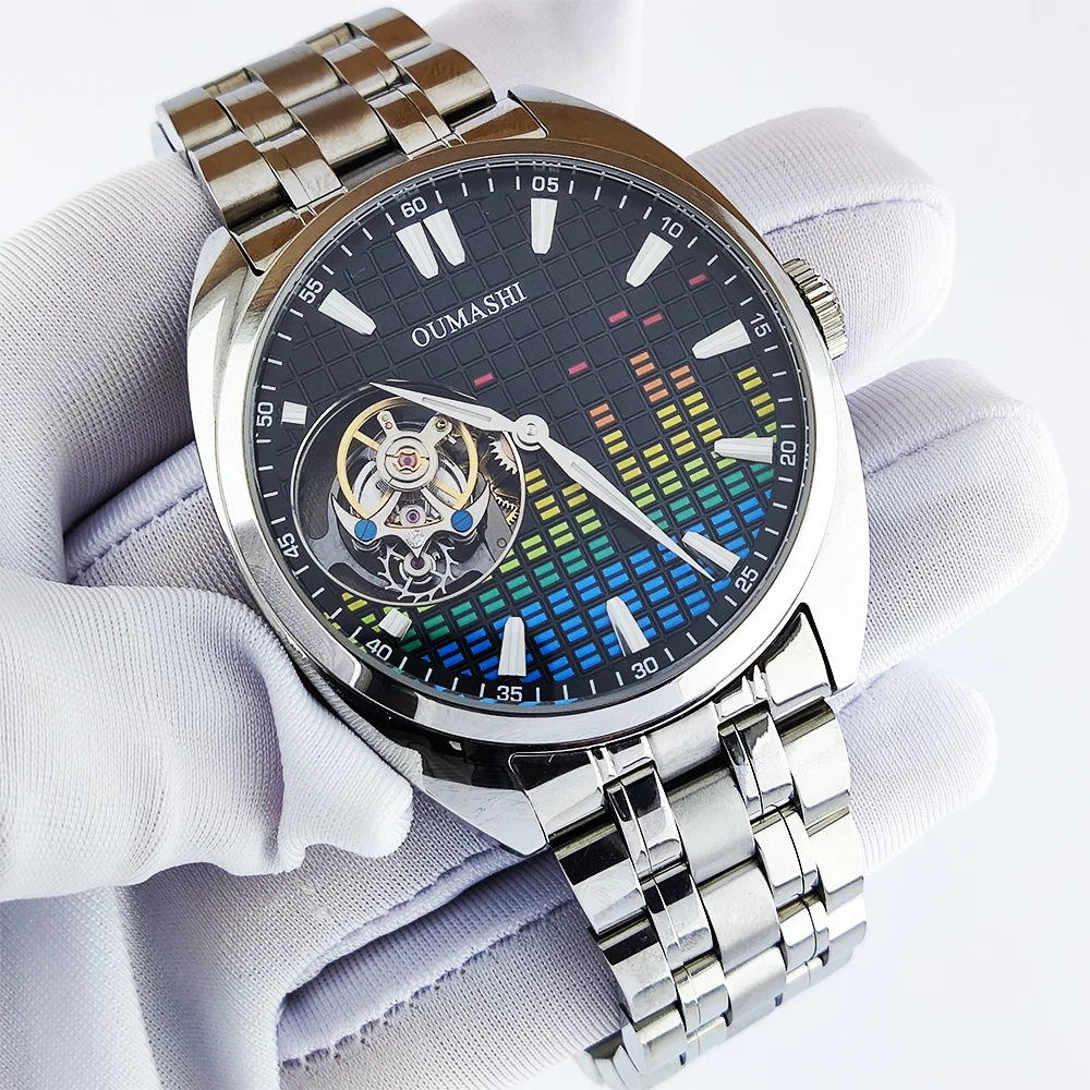 

Tourbillon Watch 42mm Men's Watch Music Dial Luminous Watch Sapphire Glass Automatic Movement Mechanical Watch OUMASHI Watches