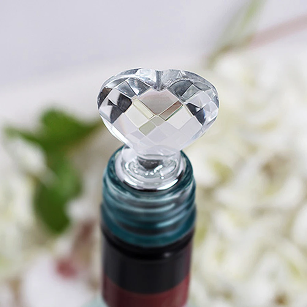 

2PCS Stopper Heart-shaped Crystal Stopper Creative Crystal Beverage Bottle Stopper Chic Wedding Gift Delicate Win
