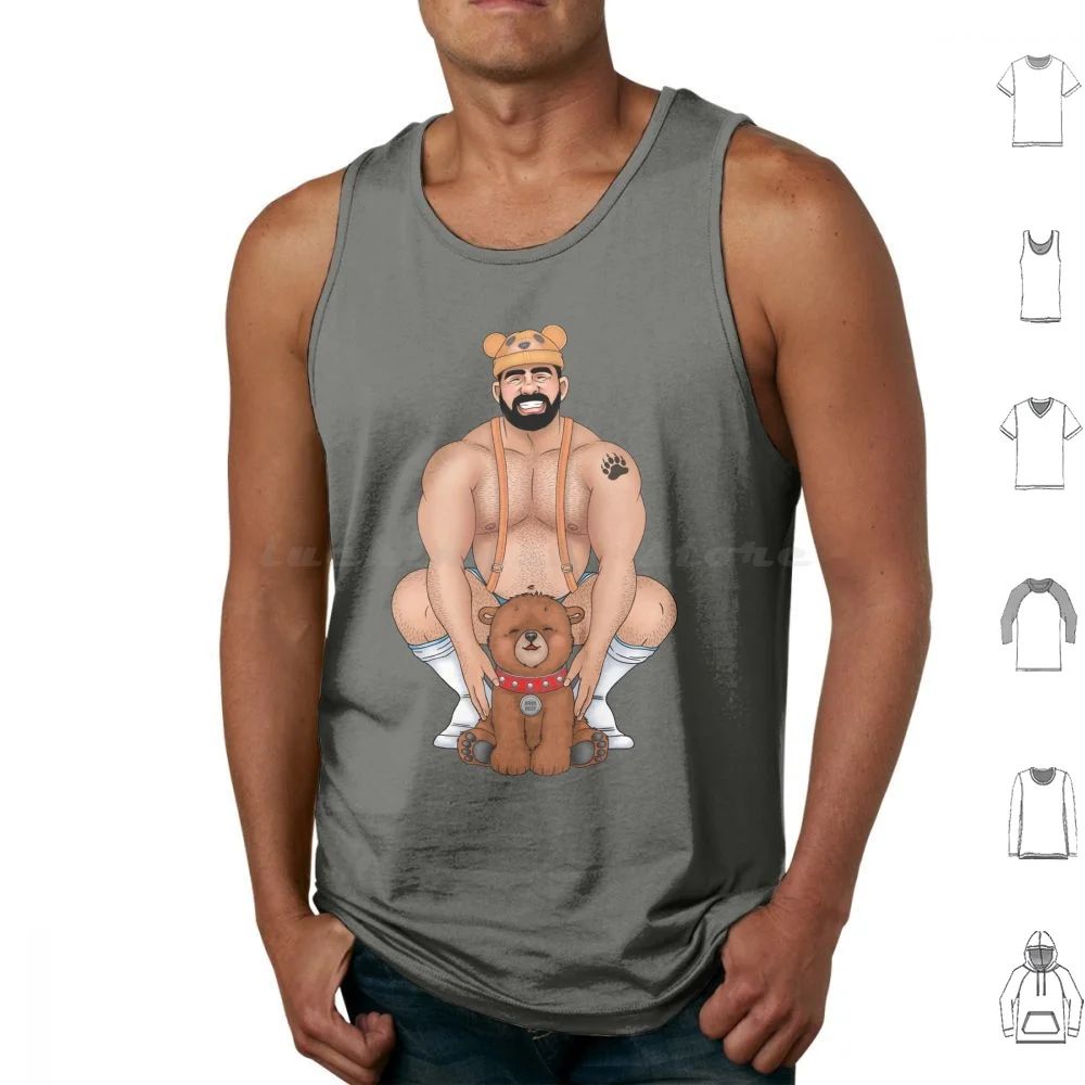 Daddy Bear Tank Tops Print Cotton Barebeef Bears Bear Woof Pride Grrr Men Cute Bearart Bearpride Bearflag Growlr Yaoi