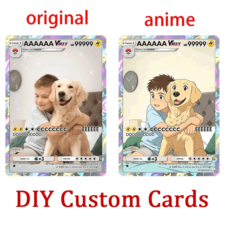 

For Pet Lovers Cards Gifts for Valentine Wedding Her for Pokemon Cards Custom Card Style Anime Photo Portrait Trading Card Gift