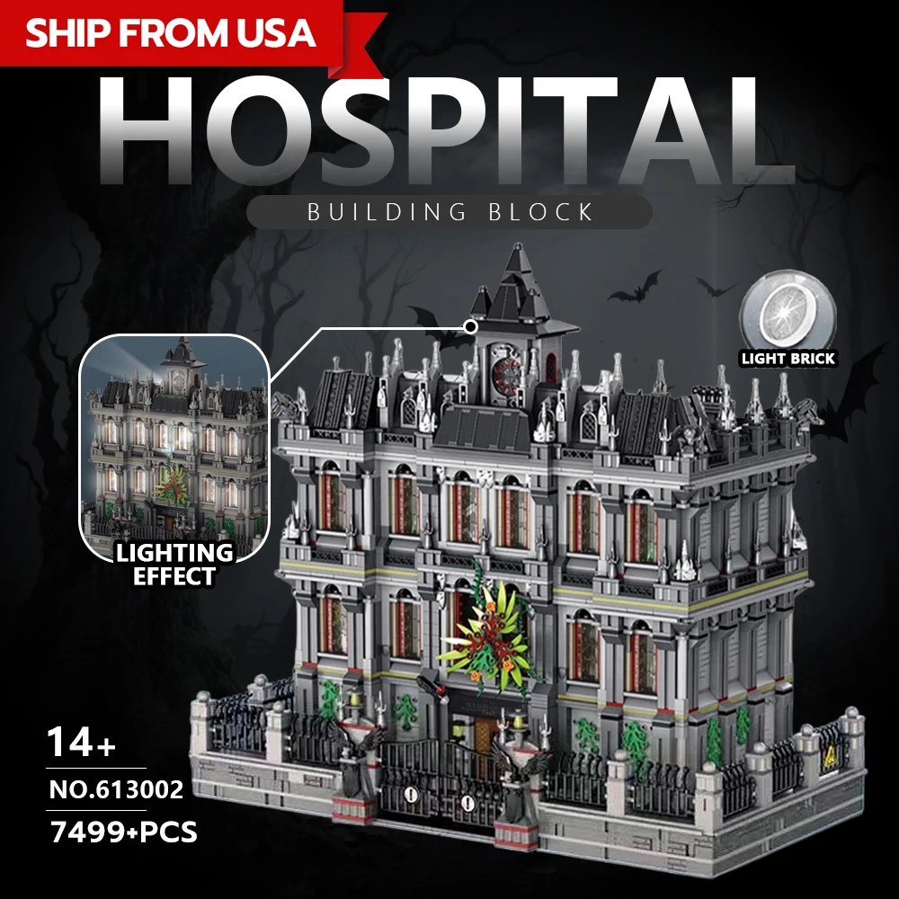 

Конструктор Gaint Arkham Asylum Building Block Madhouse с подсветкой и оригинальной коробкой, 7499 деталей
