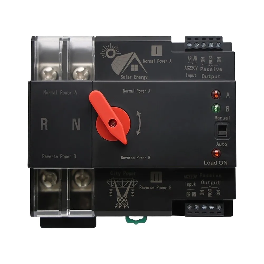 2P Configuration Power Switch Automatic Transfer Switch Black Flame Retardant Material PC-grade Isolation Manual Automatic Mode