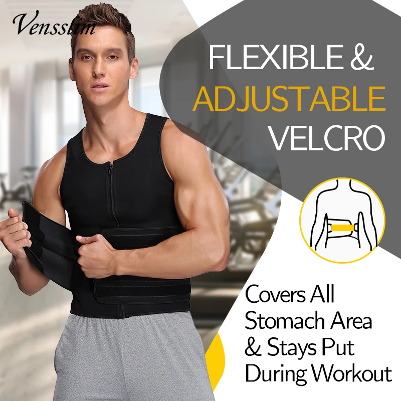 Vensslim Men Waist Trainer Sauna Vest Fitness Corset Abdomen Slimming Body Shaper Belly Reducing Shapewear Burn Fat Trimmer Belt