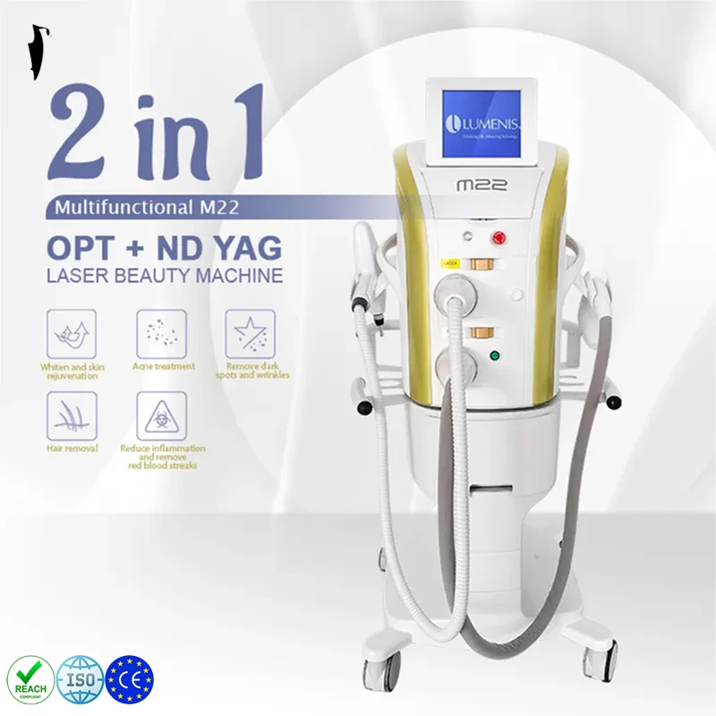 M22 2 Griffe AOPT Laser IPL Resurfx IPL Laser Haarentfernungsmaschine Q-Switch ND YAG Tattoo Maschine Hautstraffung Facelifting