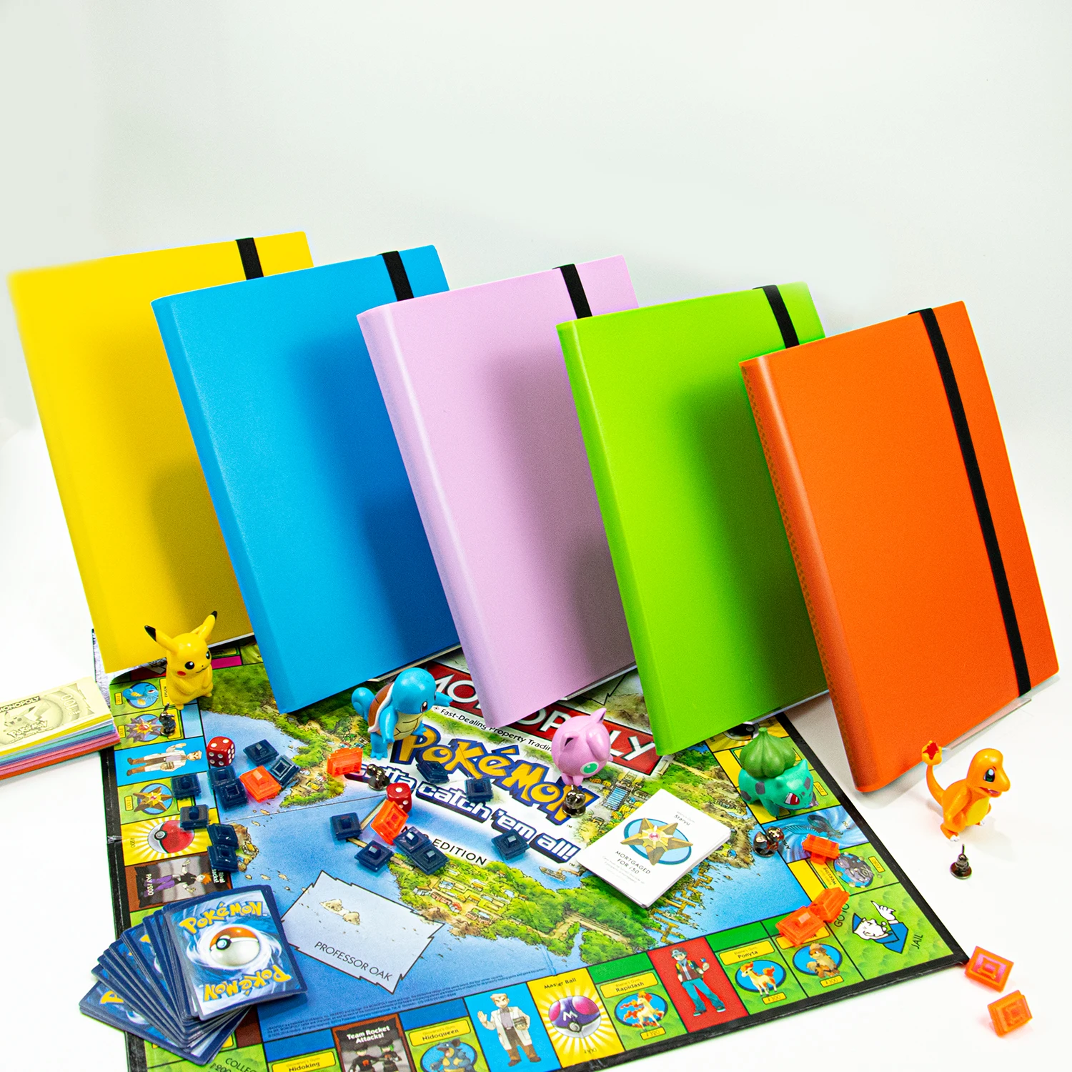 Sanseking Multiple Colors PP Plastic Trading Game Card Binder with Black Strap 360 Side Loading Album for Kids Organization