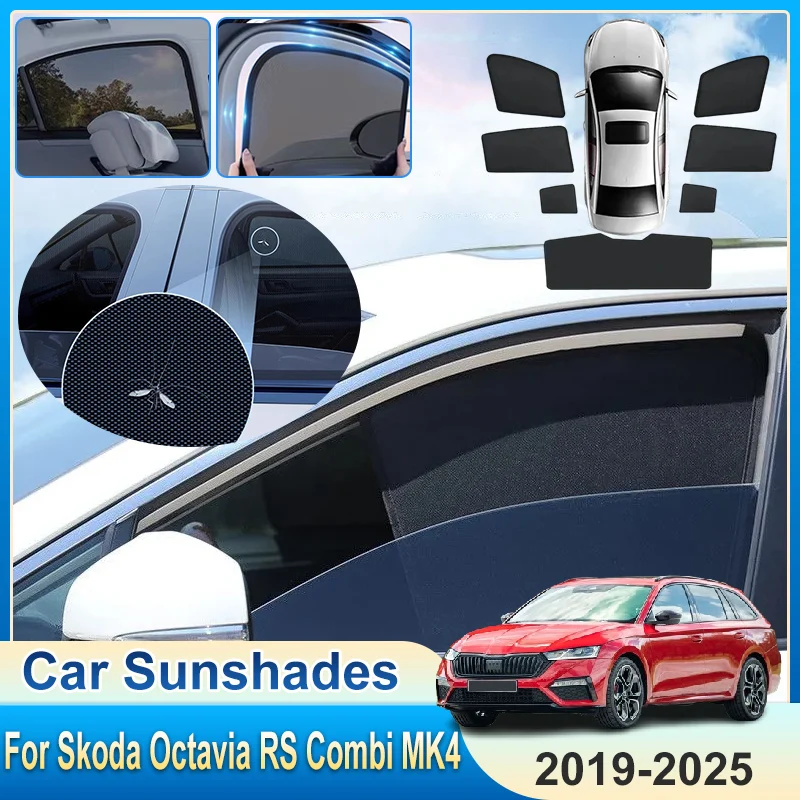 For Skoda Octavia RS Combi MK4 Body Kit 2019-2025 Car Mesh Sun Visor Anti-UV Sunshade Windshield Side Window Shading Accessories