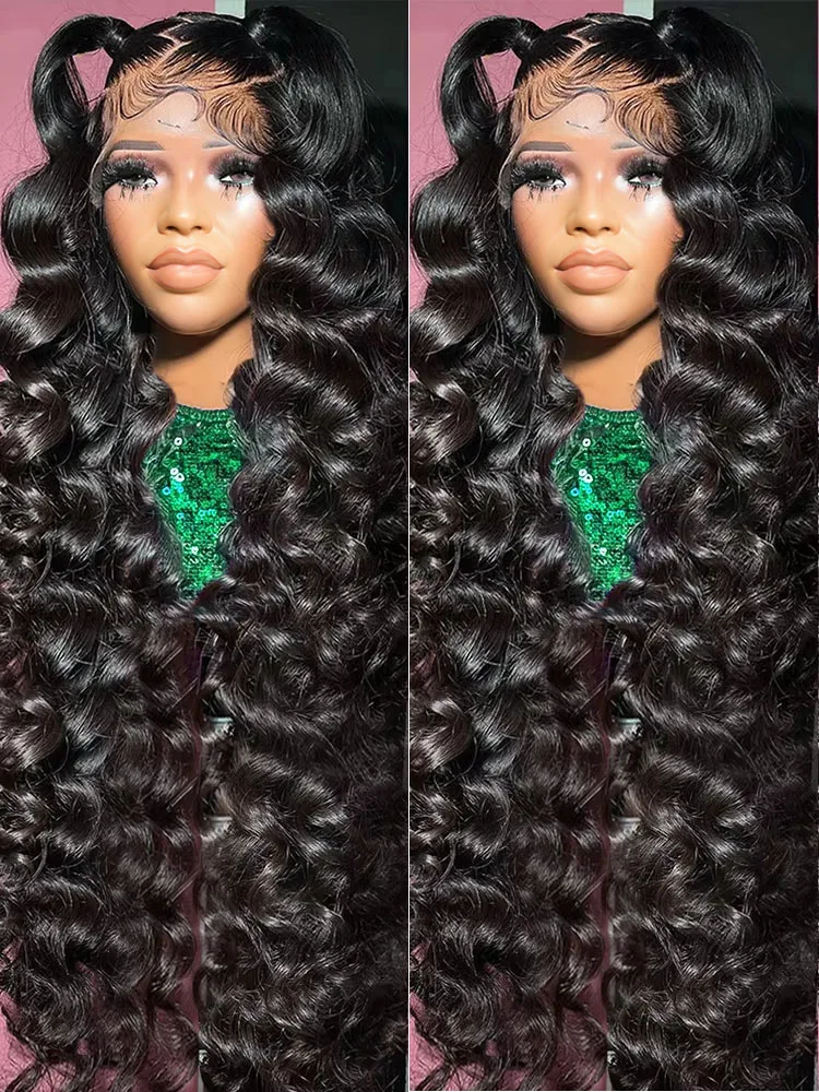 

Loose Nature Deep Wave Black Wig 13x6 HD Lace Frontal Human Hair Wigs For Women Brazilian Wavy 13x4 Lace Front Wig PrePlucked