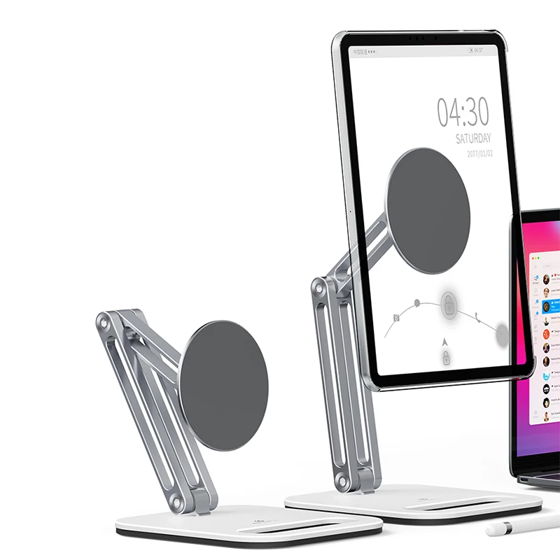 C47 Magnetic Aluminum Tablet Stand 5-12.9 Inch Adjustable Rotatable Desktop Foldable Holder