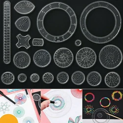 22 adet Spirograph çizim oyuncak seti birbirine dişliler ve tekerlekler geometrik cetvel çizim aksesuarları yaratıcı eğitici çocuk oyuncak