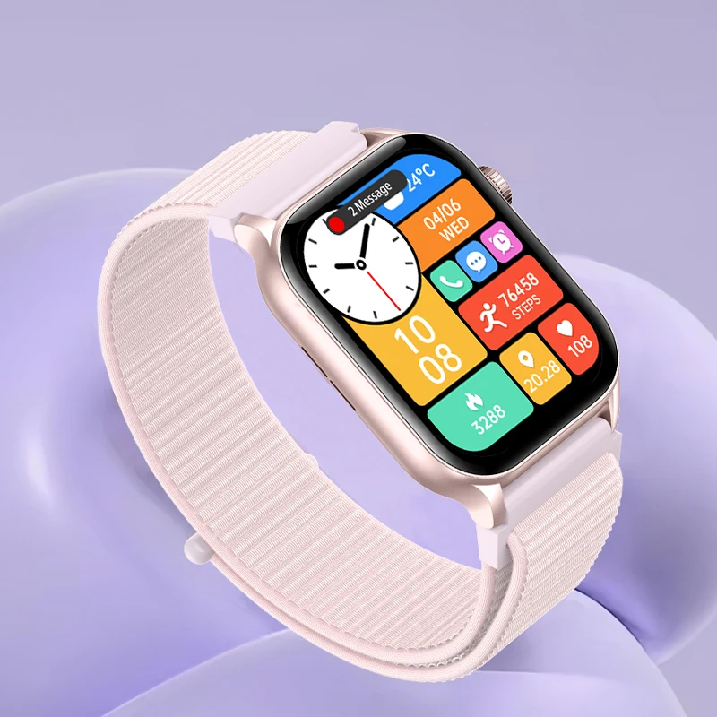 ساعة رياضية مربعة عالية الوضوح تعمل باللمس الذكي مع 100 وضعًا رياضيًا قابل للتعديل وعمر بطارية طويلًا