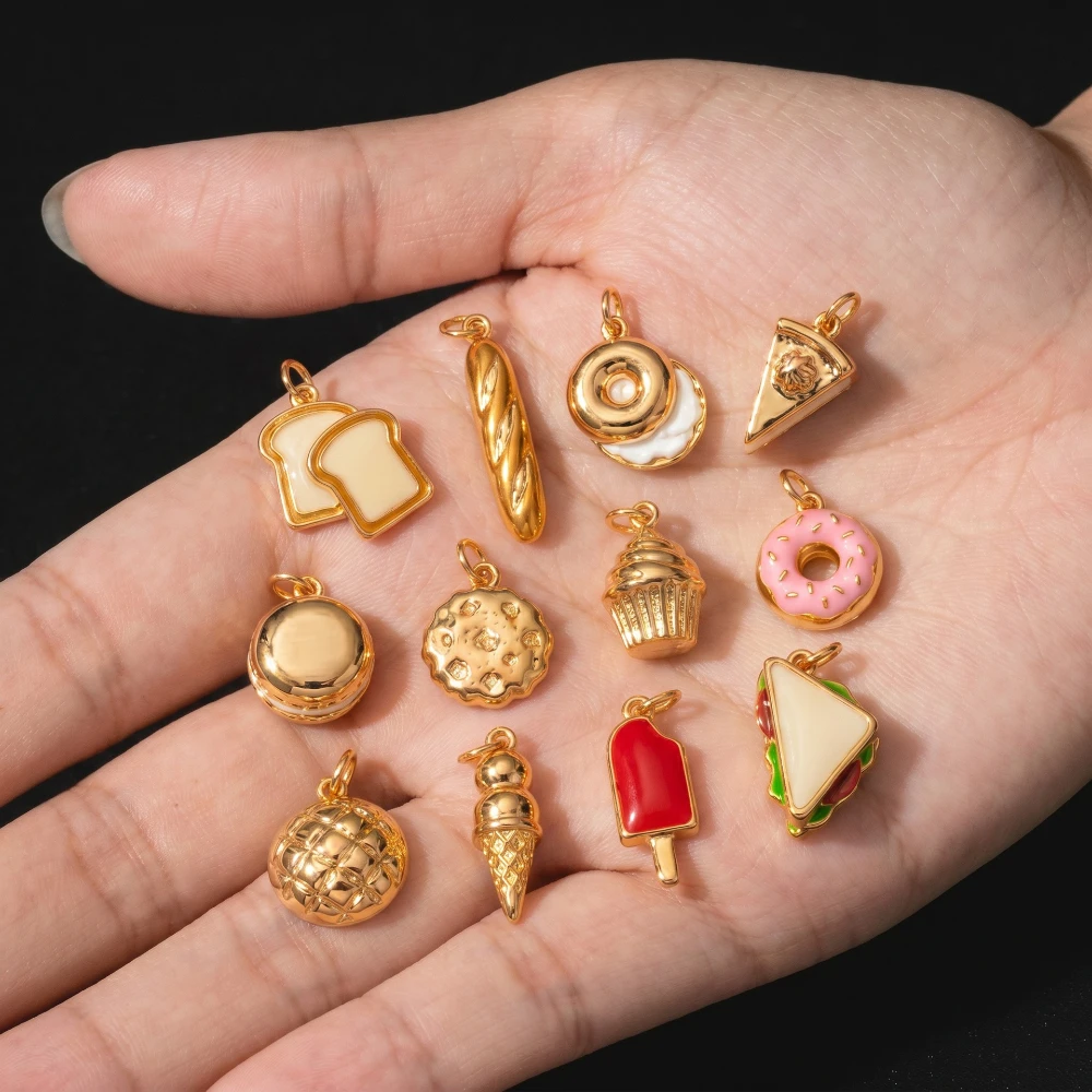 316 Edelstahl Wasserdicht Farbbeständig Einfache Beliebte Toast-Donut DIY Anhänger Charms für Schmuck – Detail 2