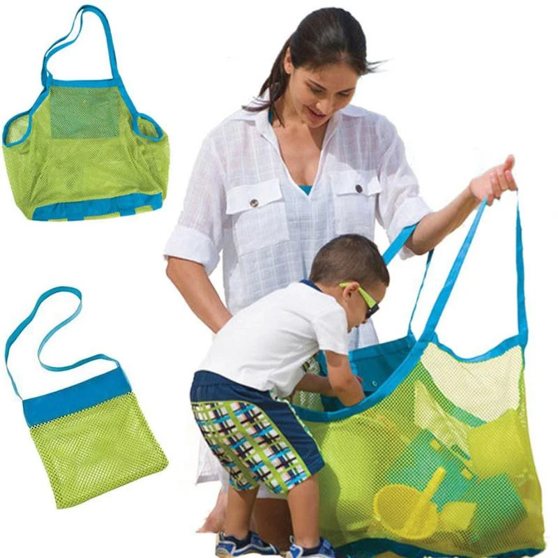 1Pc Small Kids Sand-Free Mesh Beach Bag, Portable Toy Storage Tote, Large Swim Bag for Towels & Ladies Makeup Organizer