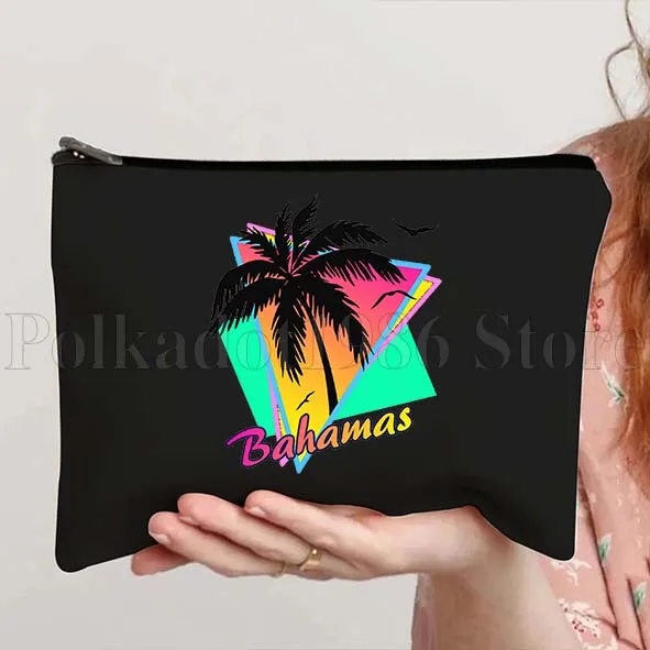 Bahamas Landkarte Flagge Nassau Canvas Lippenstift Kosmetiktasche Reise Make-up Taschen Etui Tasche Schule Lehrer Hochzeit Geburtstagsgeschenk