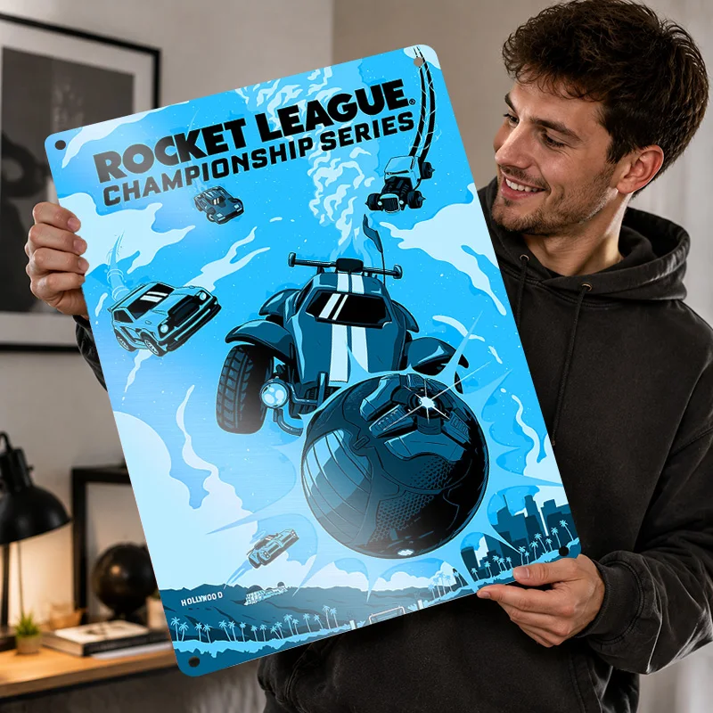 Rocket League 2 Aluminum Posters Personalized Metal Tin Sign Dark Adventure Graphic Wall Art Perfect For Arcade Room And Players