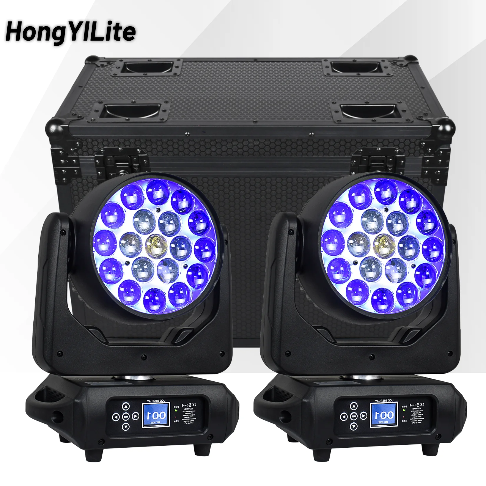

HongYiLite LED Moving Head 19*15W lyre Zoom Wash Rotating DMX Sound Stage Light RGBW Full Colors Beam For Disco Party DJ Lights
