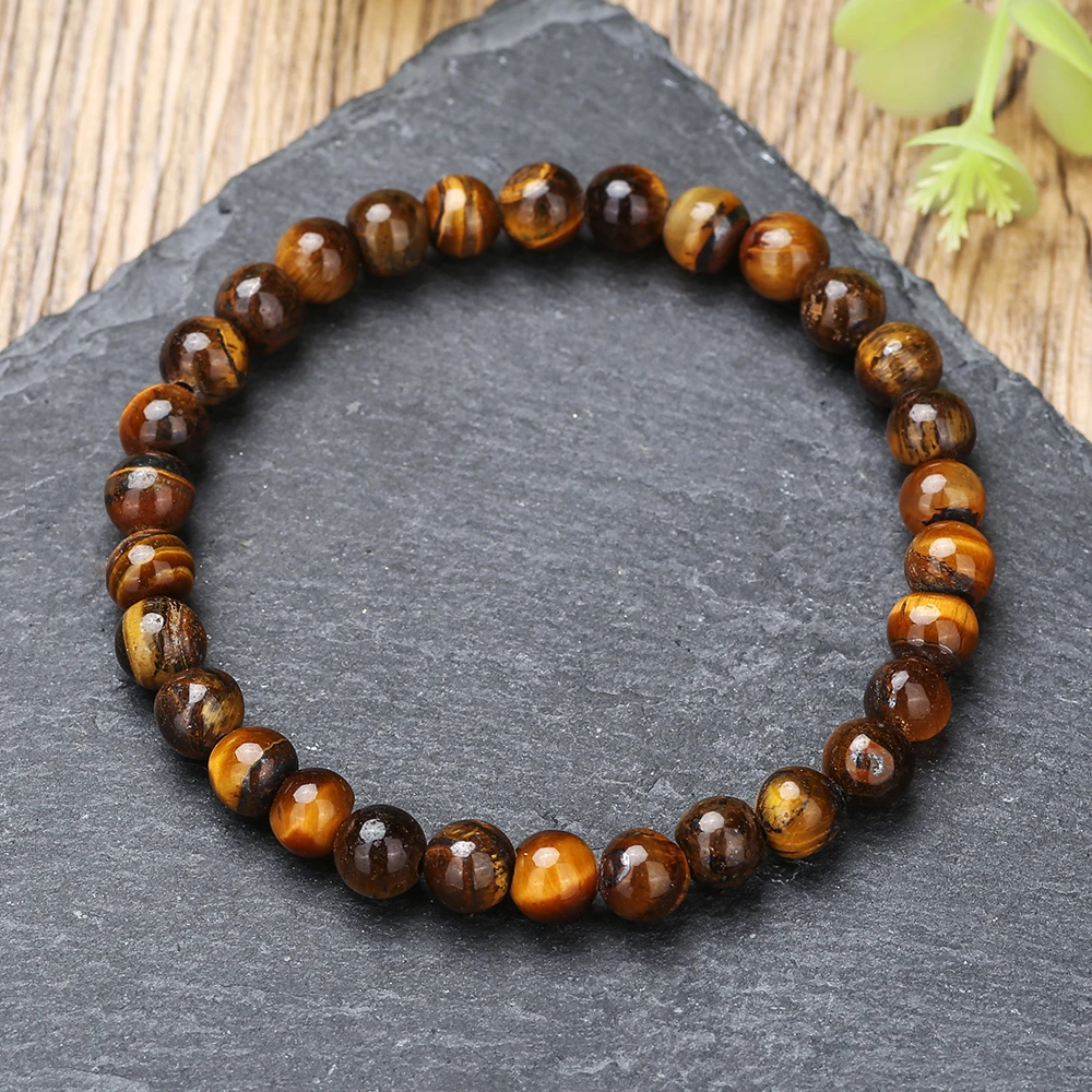 Fashion 6/8/10mm Tiger Eye Stone Bracelet Men and Women Charm Natural Stone Jewelry Healing Buddha Elastic Rope Couple Bracelet