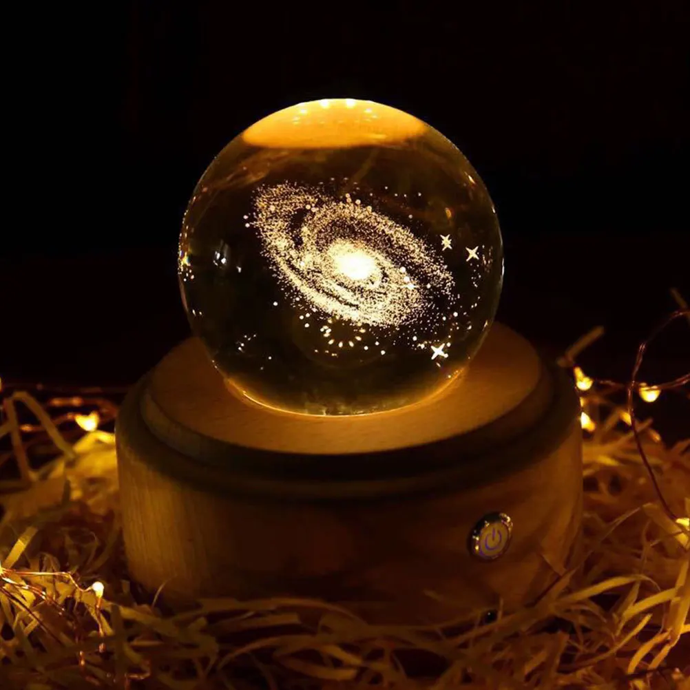 

Crystal Ball Music Box Rotating Glass Adornment Romantic Light Home Decoration Unique Table Gift Craft Box