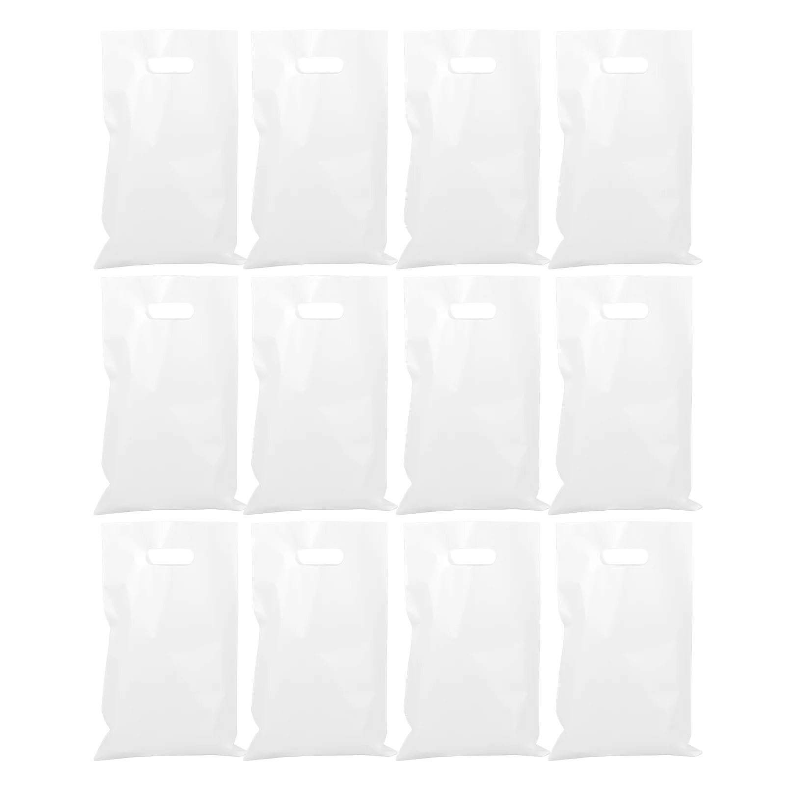 

100pcs Pearl Shimmer Bags Pure Color Plastic Retail Handles Birthday Party Gift Candy Packaging White Storage Solution