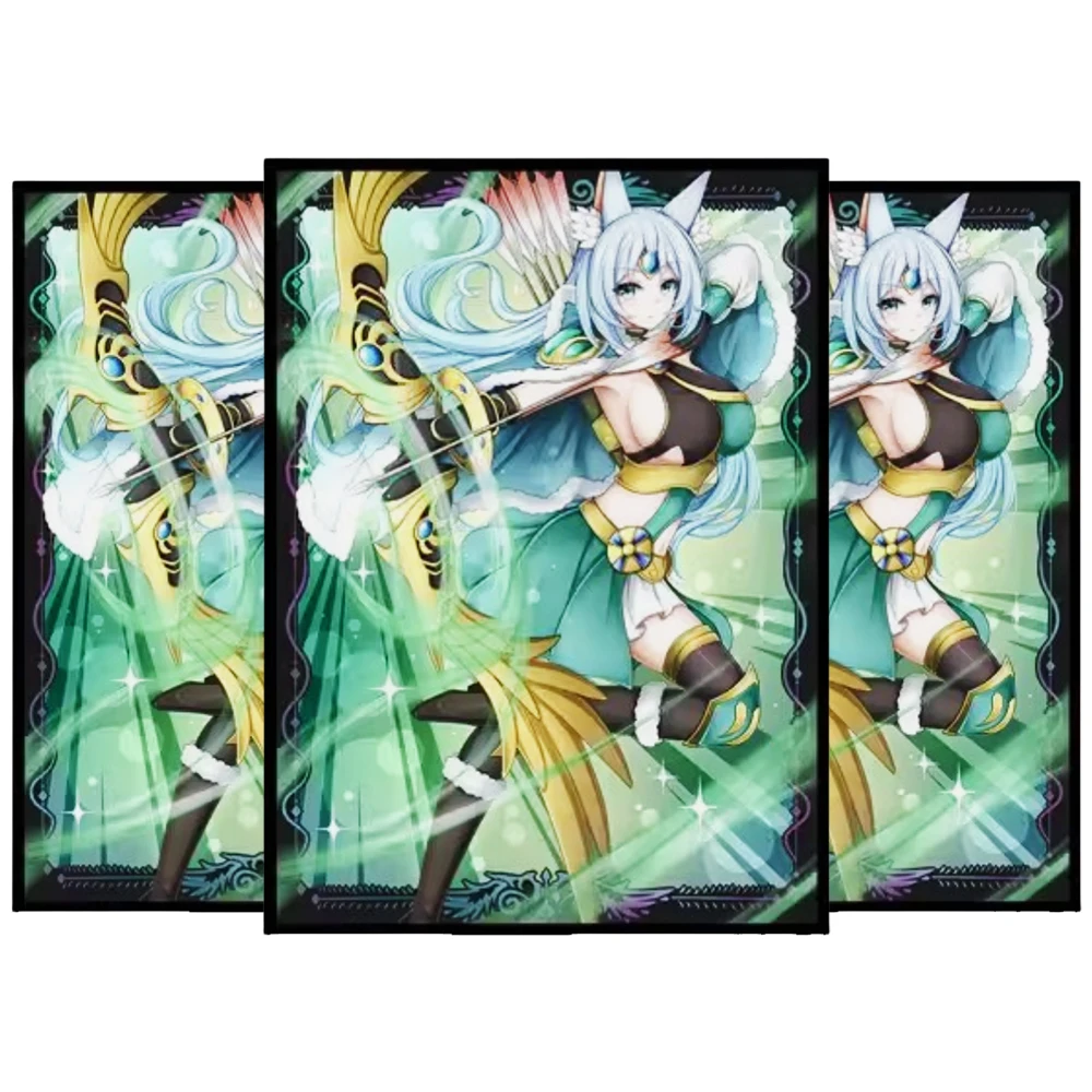 60Pcs/set Yu Gi Oh Cards Sleeve Apollousa Bow of The Goddess Laser Version Black Bottom Anime Characters Cards Protective Cover