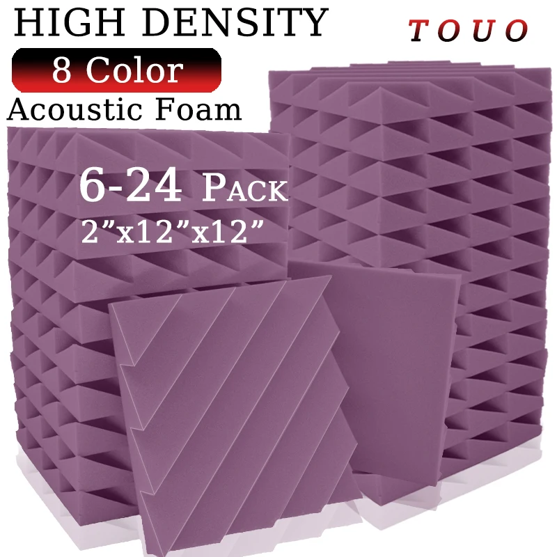 

TOUO Acoustic Foam 6/12/24 Pcs Diamond Groove Sound Proof Wall Panels Studio Soundproof Acoustic Sponge Pad Home Decoration