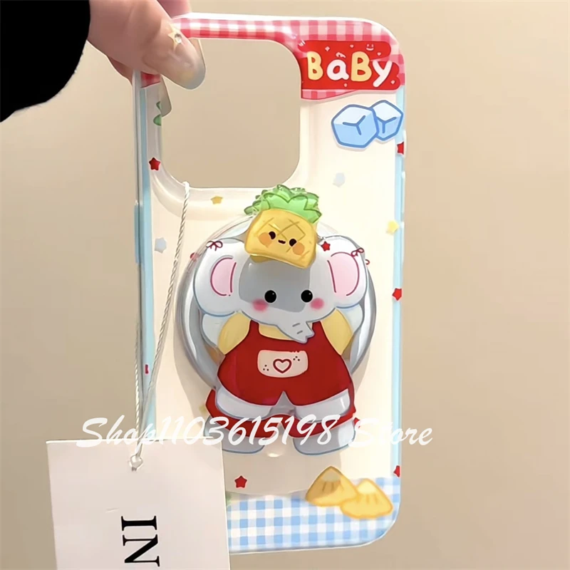 한국어 귀여운 회전 코끼리 마그네틱 홀더 전화 Griptok Grip Tok 전화 스탠드 지원 iPhone Magsafe 액세서리 Smart Tok