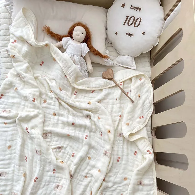 Manta de muselina de algodón y bambú de 4 capas, manta para bebé, urdimbre, Toalla de baño para recién nacido, gasa, envoltura para niños, saco de dormir, mantas para bebé