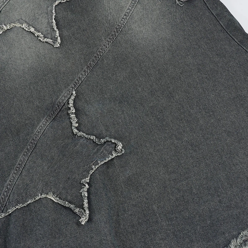 SUCHCUTE Y2k Patchwork Denim Langer Rock für Damen, Retro Slim Fit, zerrissener Mid-Waist-Meerjungfrauenrock, modischer unregelmäßiger Rock mit Quasten – Detail 8