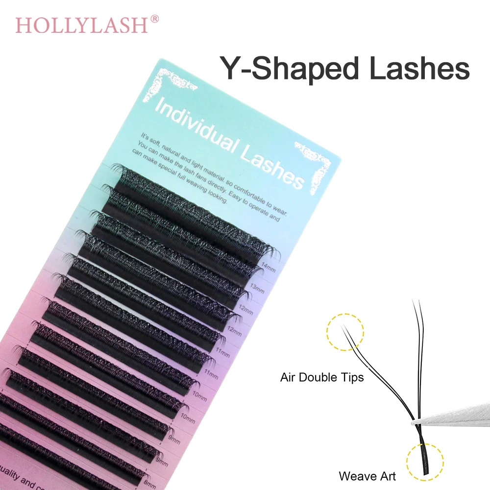 HOLLYLASH Private Label 12 Rows Individual Eyelash Extensions YY Type Volume Light Soft Lashes 0.05/0.07mm Cilios YY