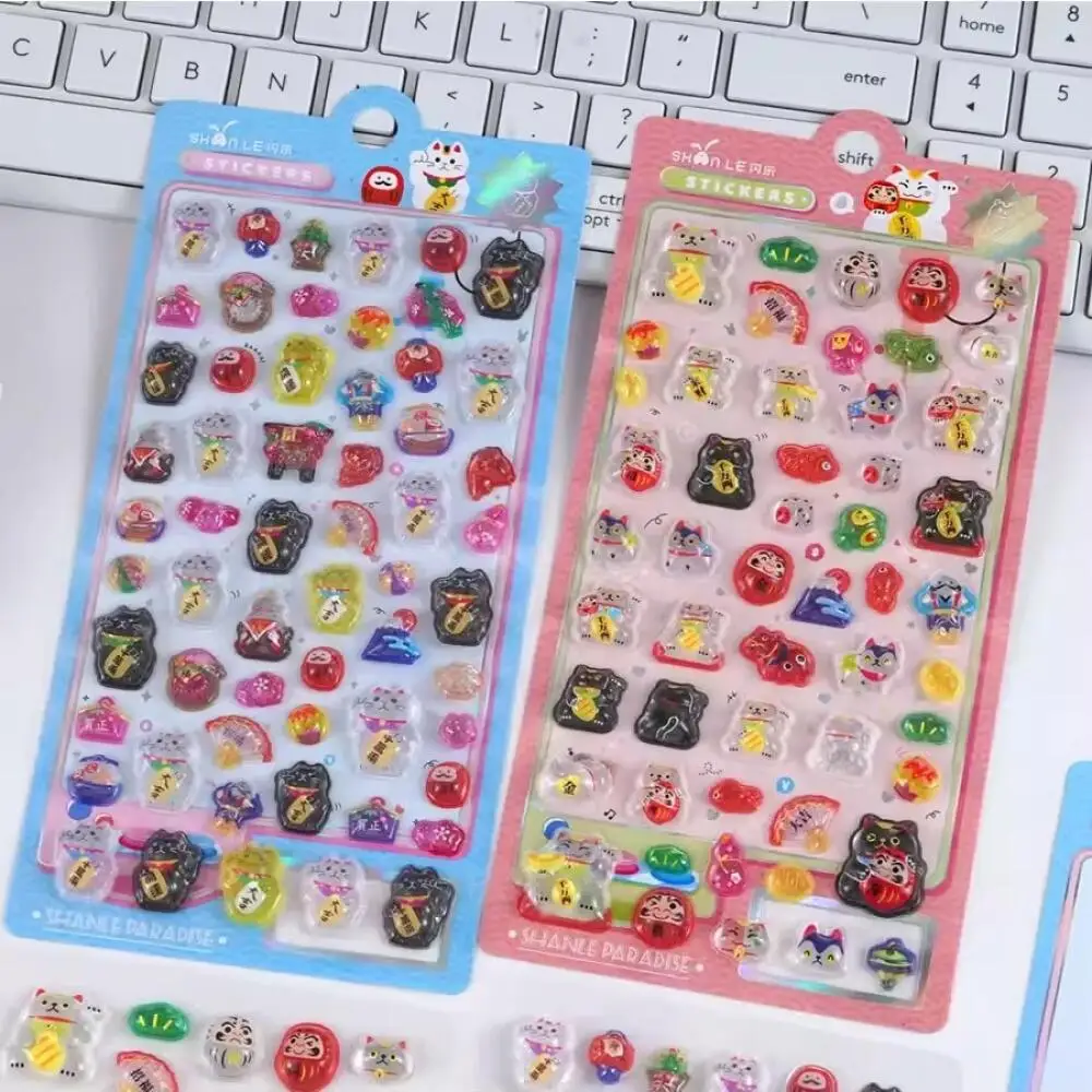 

New Model Lucky Cat Three-Dimensional Resin Relief Stickers Diy Notebook Phone Case Water Cup Decorate Reward Girl Birthday Gift