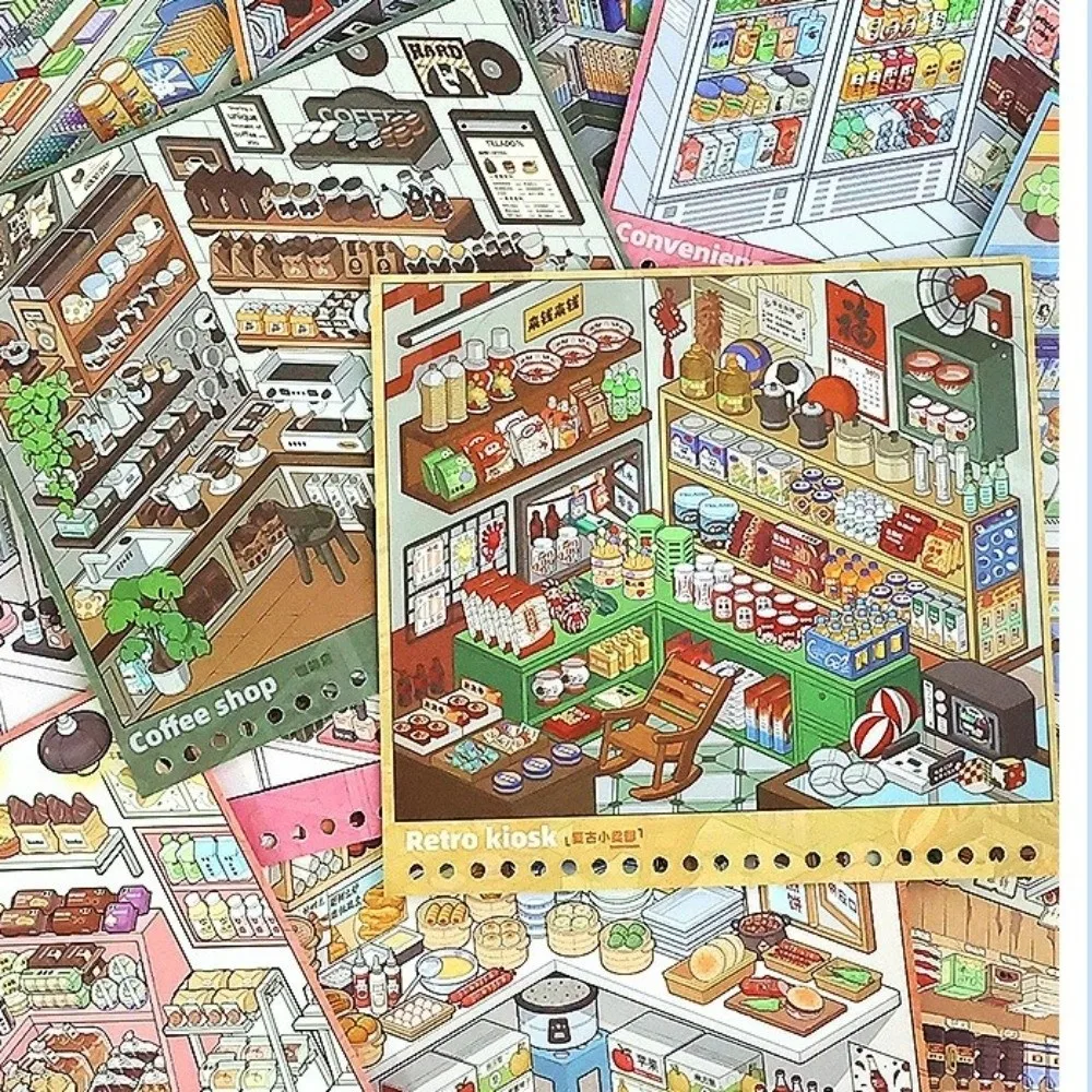 3D Sticker Landscape Sticker PET Sticker Stacking Sticker 3D Scene Sticker Die-cut Sticker Kawaii Design DIY Sticker Set