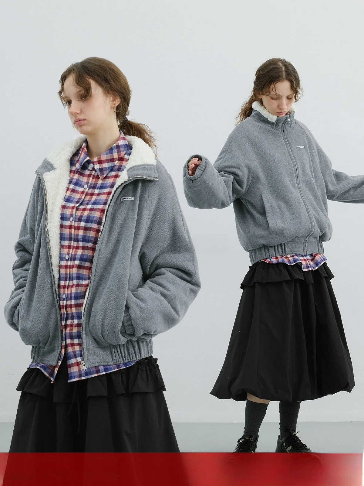 

Утепленная флисовая куртка-свитшот Kokoasoko с воротником-стойкой, женская, свободного кроя, для повседневной носки, зимняя верхняя одежда