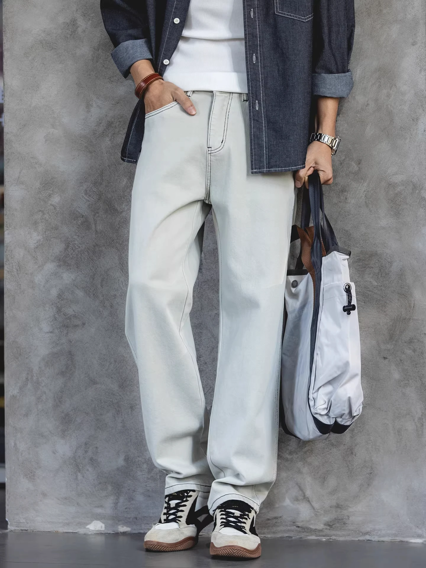 

Loose Fit Straight Leg Jeans Men's Casual Loose Jeans Ounce Large Size Spring Autumn Commute Wear Comfortable Denim Pants