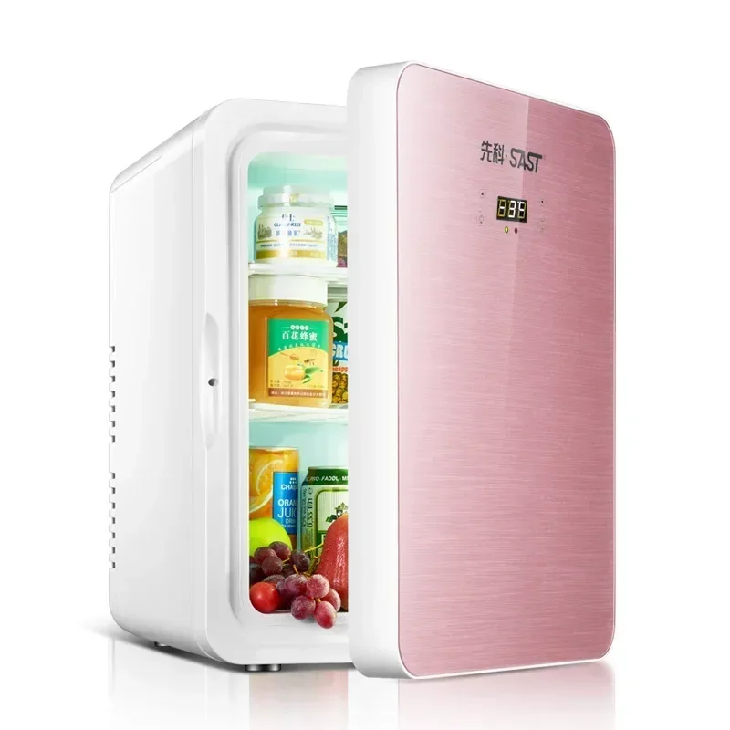 Refrigerador portátil para o carro e o uso home, mini refrigerador com funções quentes e frias, 110V, 220V