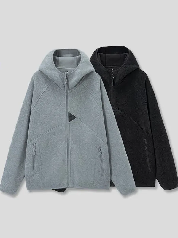 

2025 New 50 Version Double Warm Hooded Zipper Jaet Fce Men's Hooded Jaet Casual Sle Thiened Polyester Fiber