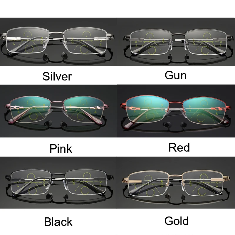 BLMUSA High Quality Progressive Multifocal Reading Glasses Men Titanium Anti Blue Light Glasses Women Casual Eyewear For Elderly