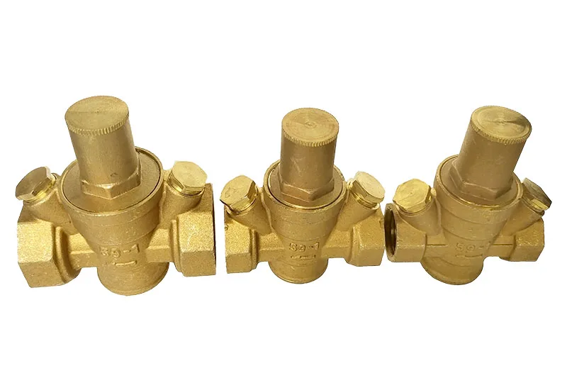 Detalhe 3 de Válvula solenoide Two Gauge Adjustable Water Reducing Valve Female Thread Brass Pressure Gauge Regulator Valves Água e vapor