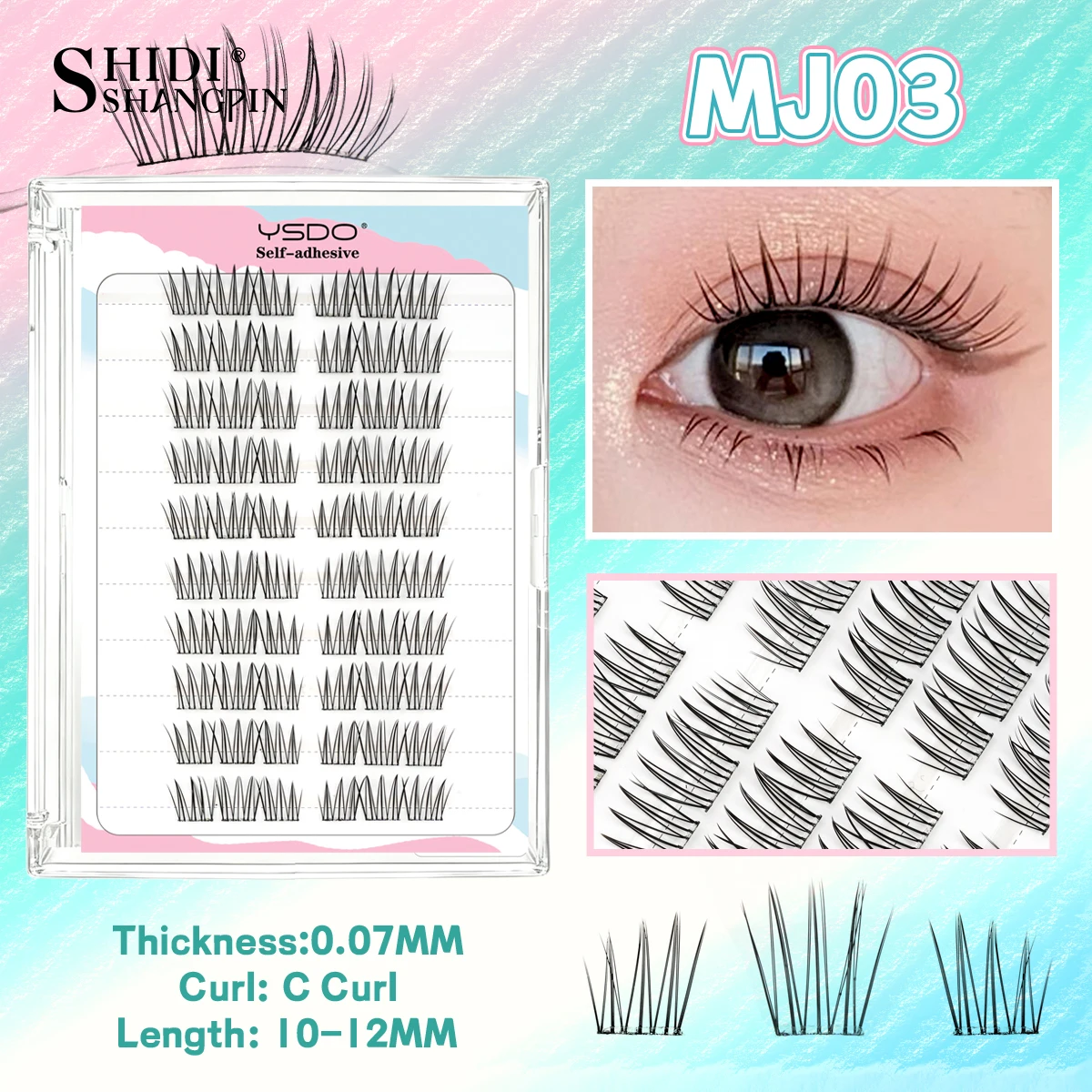 Diy clusters de cílios postiços auto-adesivos sem necessidade de cola mangá natrual macio falso cils mix estilos maquiagem coreana fácil usar