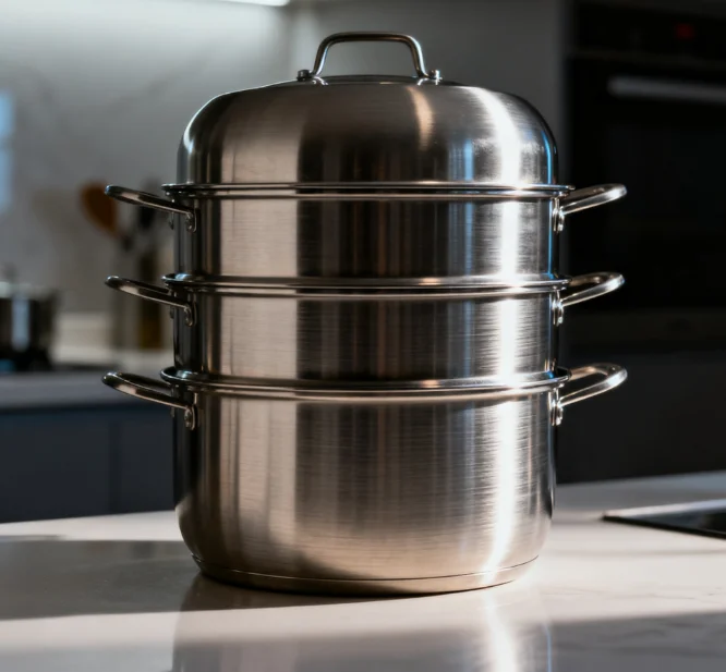 3-Tier Stainless Steel Steamer Pot-10L Capacity Durable Multi-Use Food Steamer for Cooking Vegetables/Rice/Seafood
