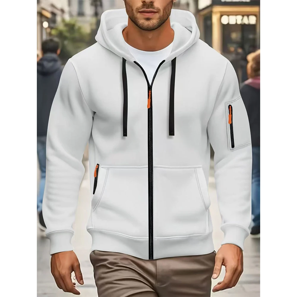

2025 Explosions In Autumn And Winter Plus Velvet Sweater Pocket Zipper Men's Hoodie L0oose Casual Coat Y2k Clothes Sweatshirt