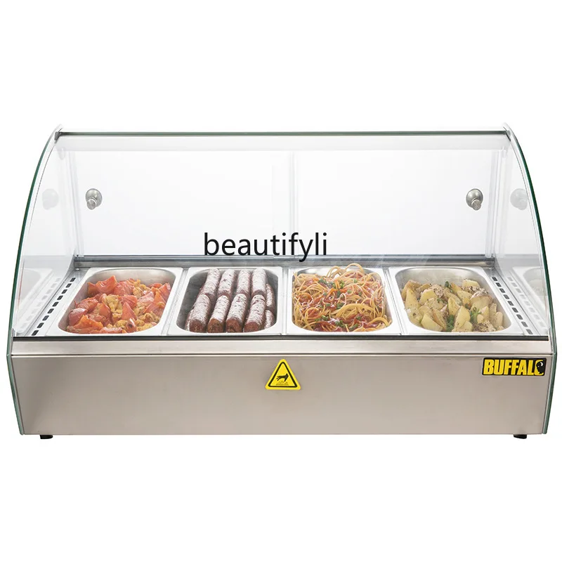 Food Heating Heated Display Cabinet Heating Furnace Commercial Horizontal Glass Display Hot Dishes Thermostatic Cabinet